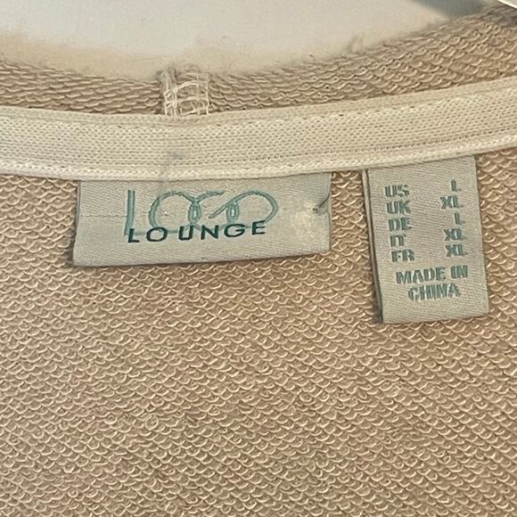 LOGO Lounge Full Zip Hoodie Womens Large Cream Jacket Pockets Topper Neutral - Picture 4 of 7